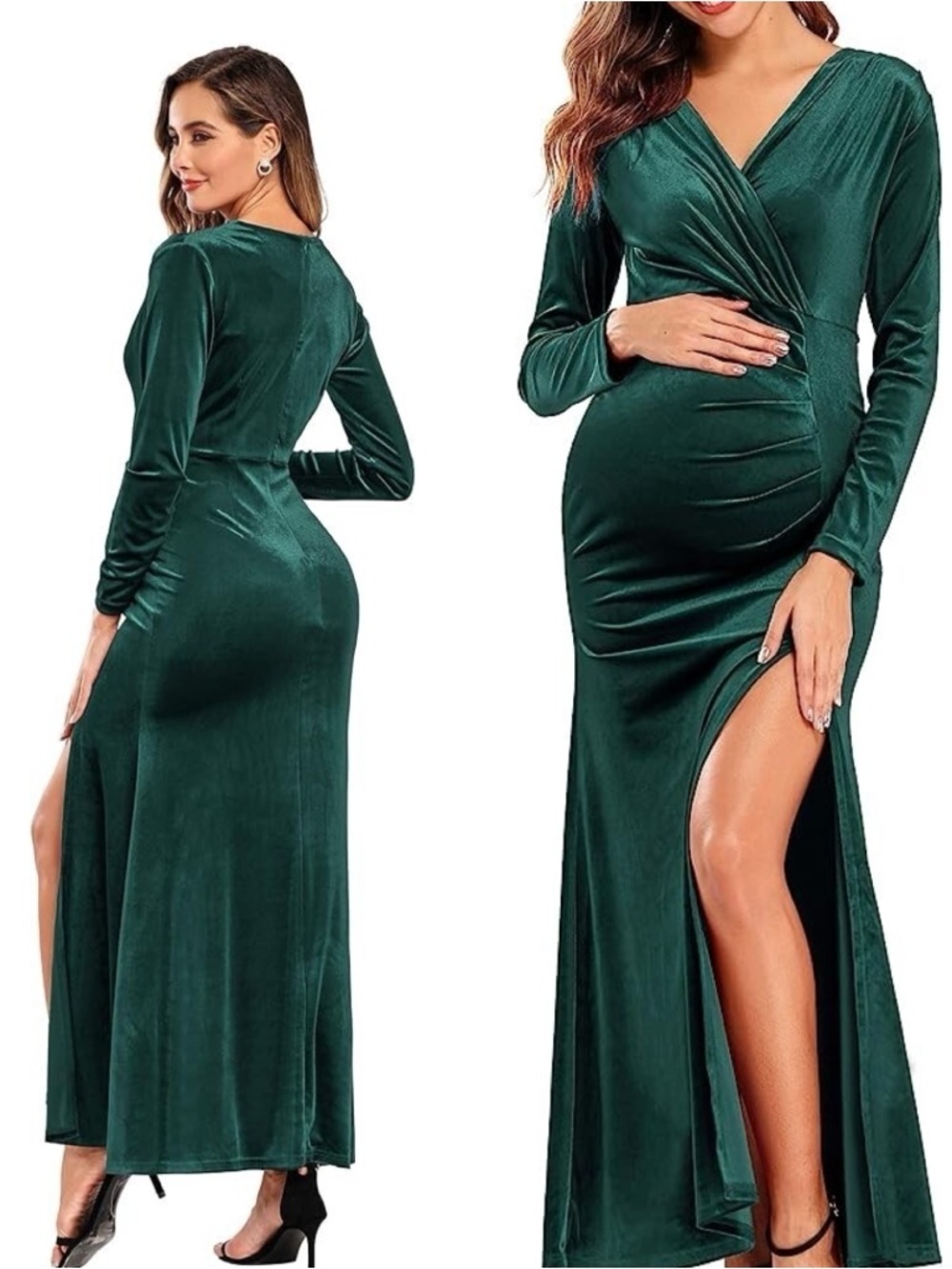 Babalet Green Velvet Formal Bodycon Gown Dress